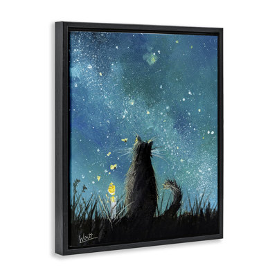 «Cat Gazing at Stars», art mural encadré flottant par Ronald West