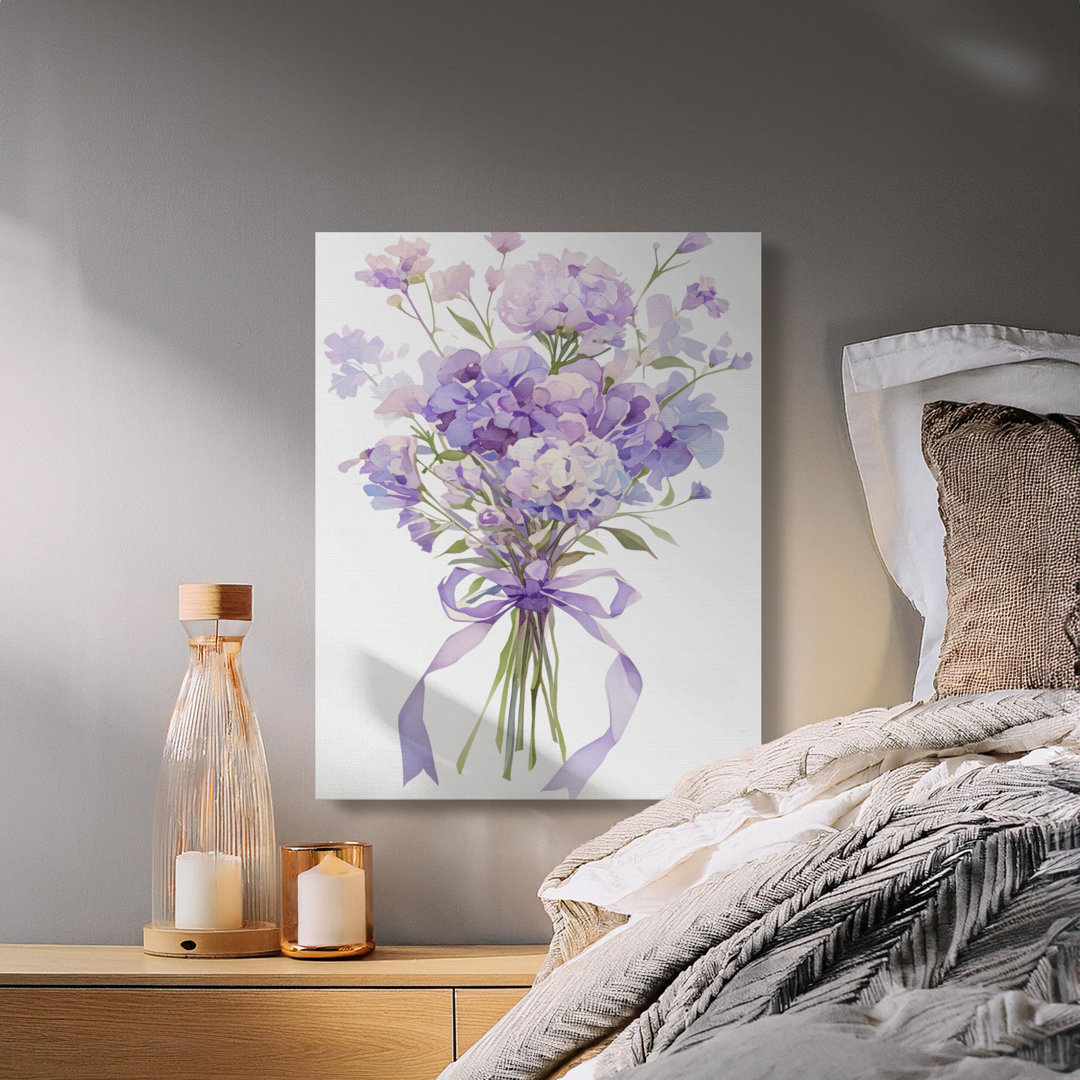 Watercolor Lavender Bouquet Canvas Wall Art, Romantic Floral Print for Bedroom Decor, Elegant Pastel Flower Gift for Her, Spring Home Accent