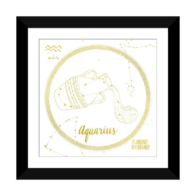 Night Sky Series: Verseau sur toile tendue, Papier beaux-arts encadré noir, Blanc, H 24 po x l 24 po x P 1 po
