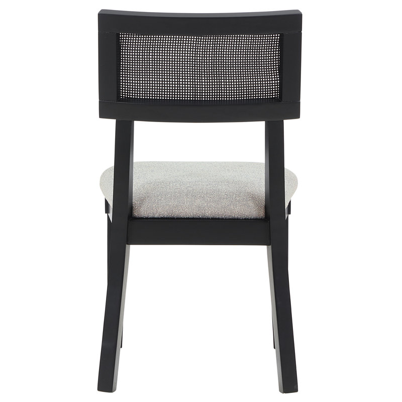 Fiammetta Solid Wood Upholstered Cushion Dining Chair, Black