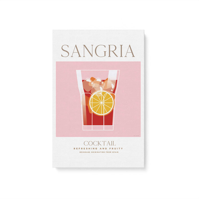 «Sangria Cocktail», reproduction sur toile dans un cadre argenté, H 12 po x l 8 po x P 1,25 po, Toile tendue