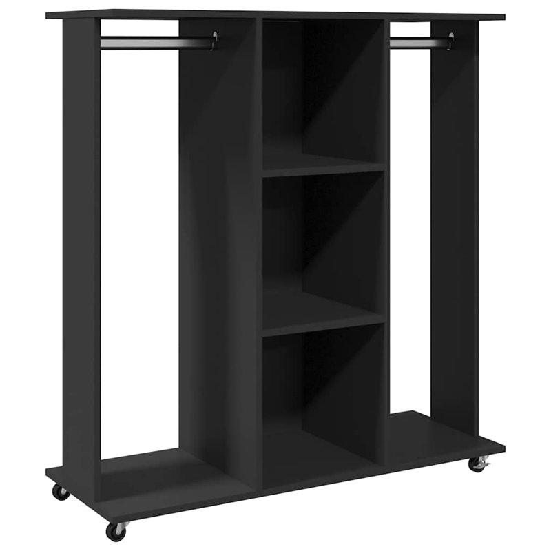 Wardrobe With Wheels 102X38x110 Cm Engineered Wood, Black