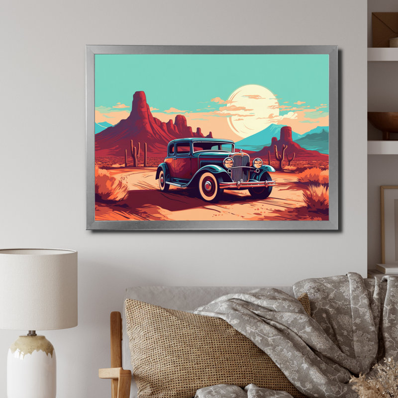 «Old American Car In Nevada V», reproduction sur toile, H 30 po x l 40 po x P 1,5 po, Cadre photo argenté