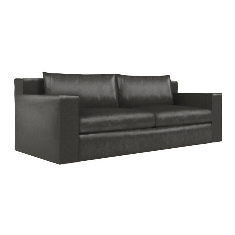 Canapé Mulberry, Cuir rétro graphite, H 33 po x l 108 po x p 40 po, Patiné