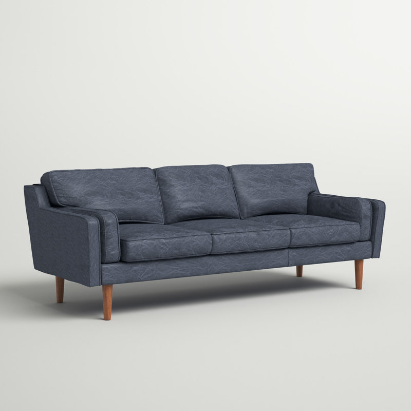 Hewett 86'' Leather Sofa, Oxford Blue Genuine Leather
