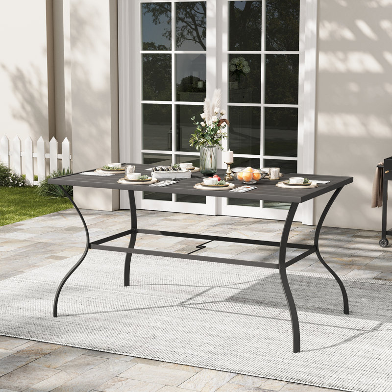 Table de salle à manger rectangulaire pour l'extérieur L 53 po x l 30 po avec trou pour parasol 1,5 po