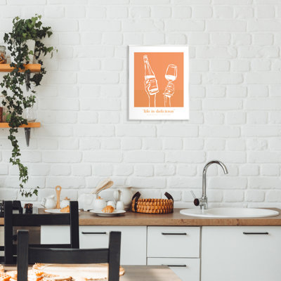 Plaque murale orange «Life Is Delicious», design par lettré et doublé