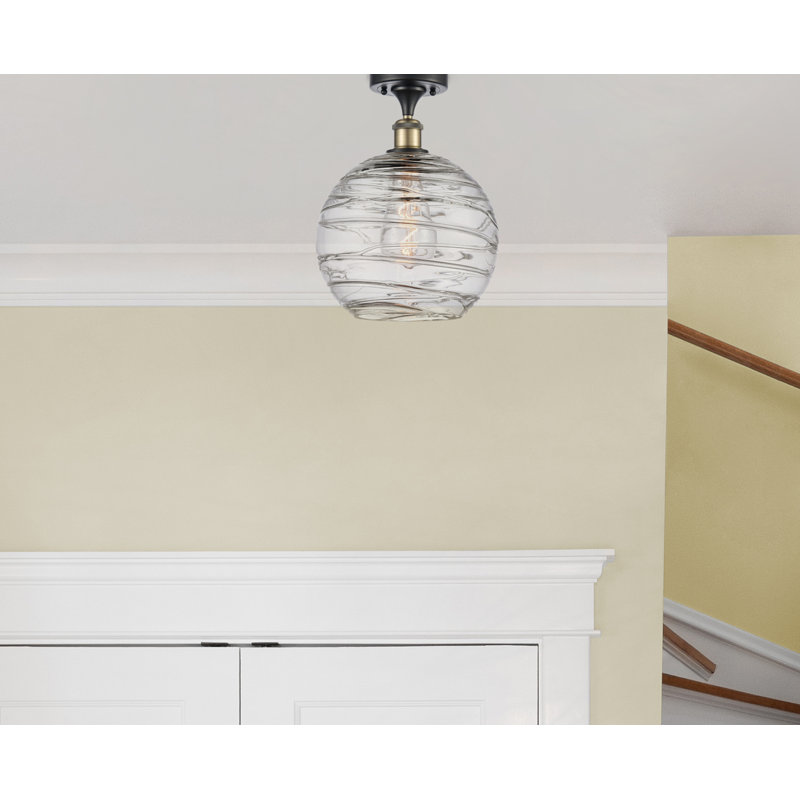 Plafonnier semi-encastré 1 lumière 8 po Anie, Ampoule non incluse, Laiton antique noir, H 15 po x l 10 po x P 10 po