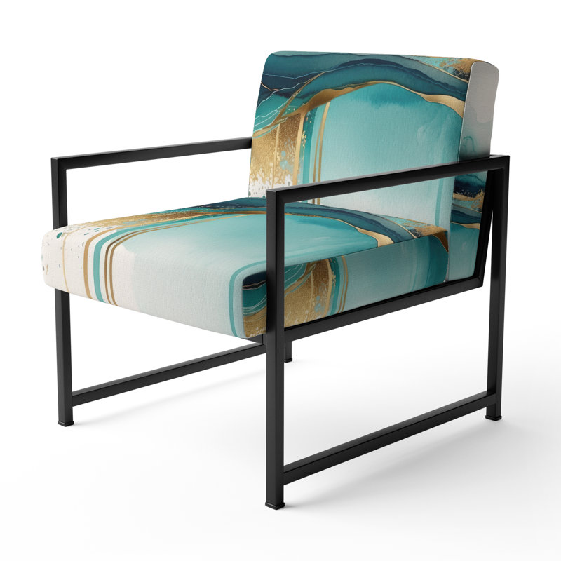 Teal And Gold Abstract Expression II - Chaise d'appoint rembourrée, Noir