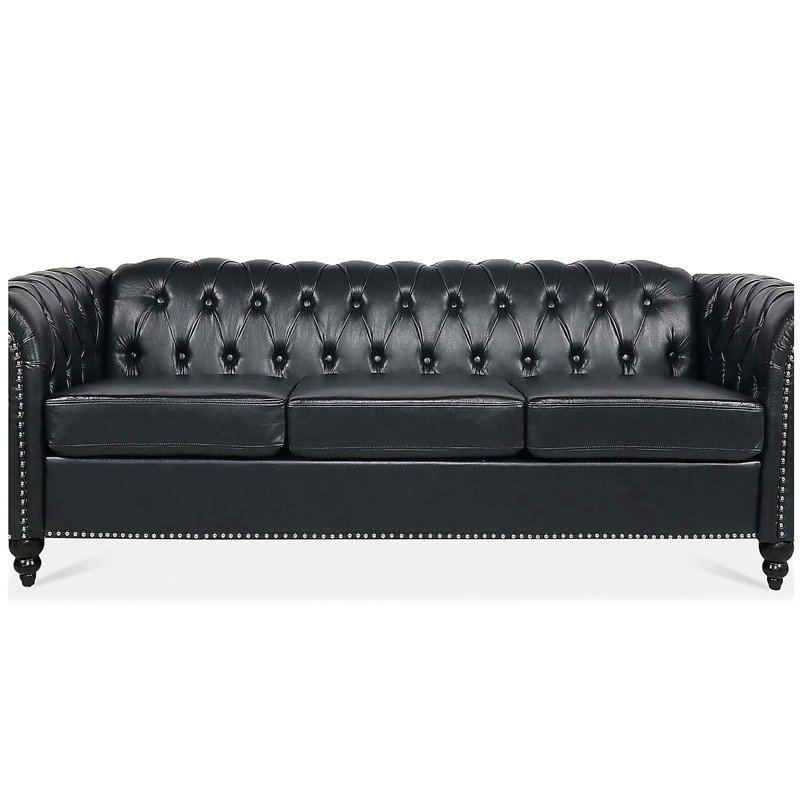 Canapé Chesterfield 84,65 po., Noir