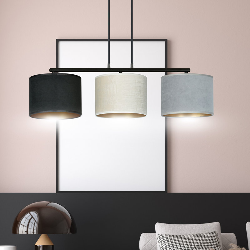 Eamie 3 - Light Steel Kitchen Island Pendant, Grey/Black/White