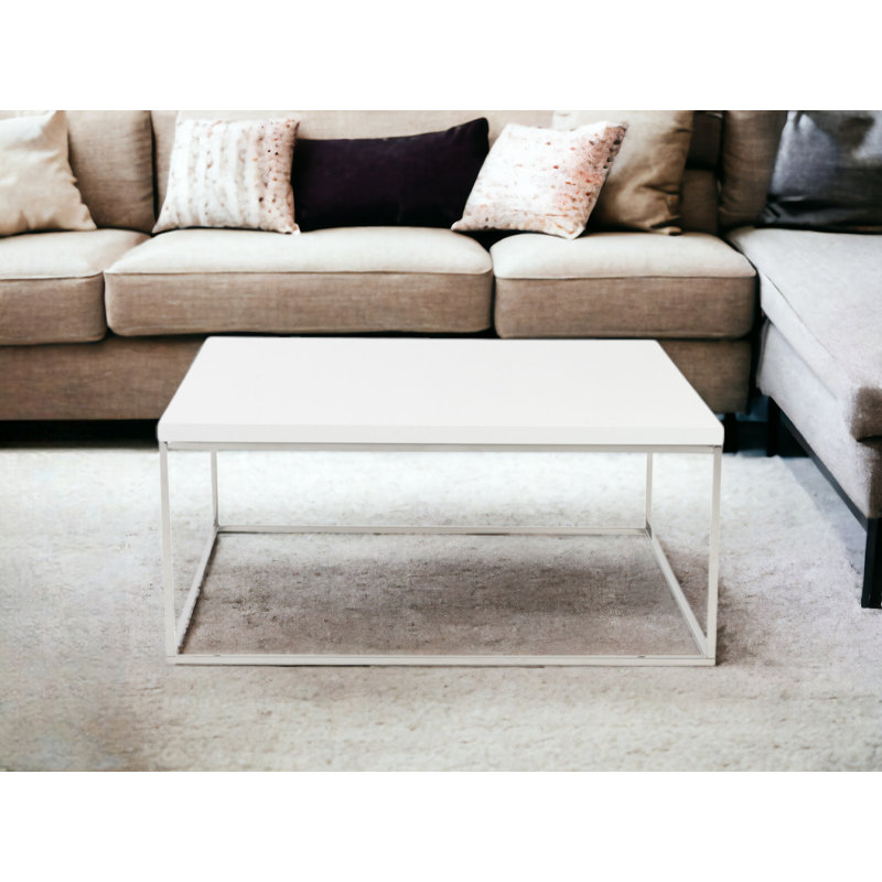 Table basse carrée en métal 35 po Mishaela, Avec, Argent