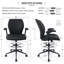 Chaise ergonomique ergonomique en similicuir à dossier moyen avec accoudoirs et repose-pieds, noir