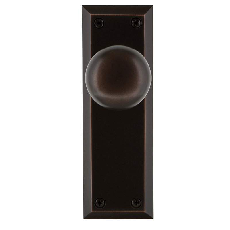 New York Plate with New York Door Knob, Timeless Bronze