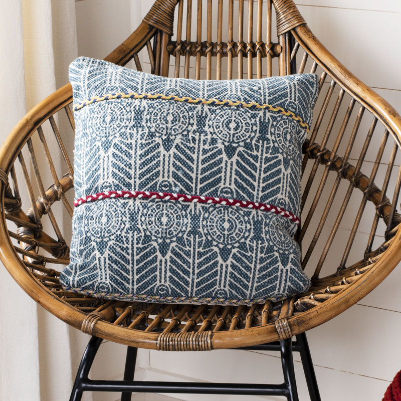 Larren Embroidered Cotton Throw Pillow