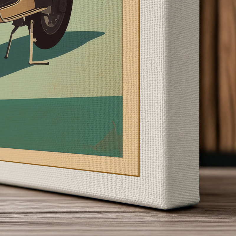 The Scooter Retro - Wrapped Canvas, 36x24 - 91.4 x 61.0 cm, Cream Border