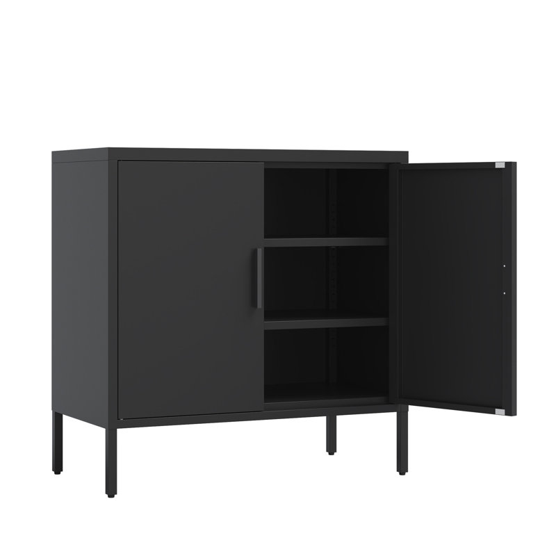 Veneda 31.5'' Wide Steel File Cabinet, Black