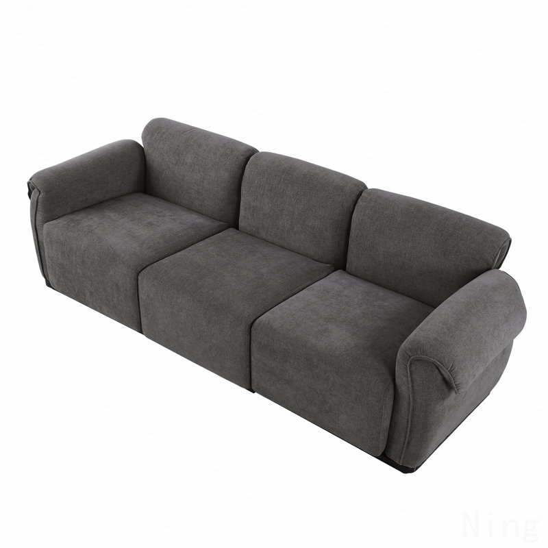 93" Length , Fashionable Modular Sofa, Iron Frame,   Chenille Sofa, Gray Chenille