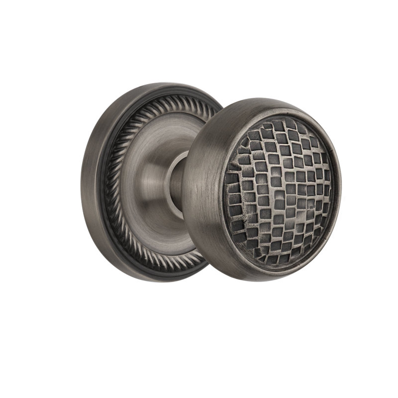 Rope Rosette with Craftsman Door Knob, Antique Pewter