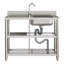 Williston Forge 500mm W Single Bowl Stainless Steel Freestanding Kitchen Sink with 2 Faucet Holes