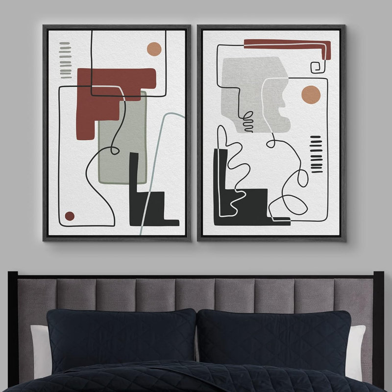 Forme Mid-Century 2 pièces, H 24 po x l 32 po, Noir