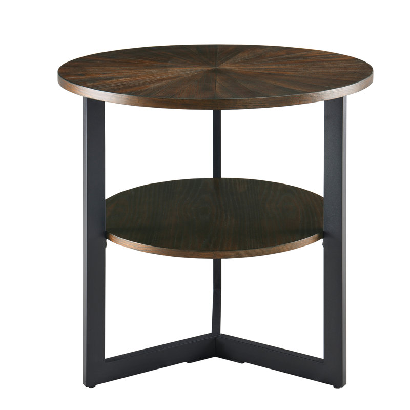 Ensemble de tables de bout en bois massif à 3 pieds, Brun