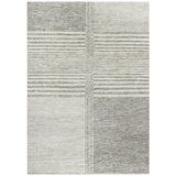 Organic Hand Knotted Striped Area Rug in White/Gray