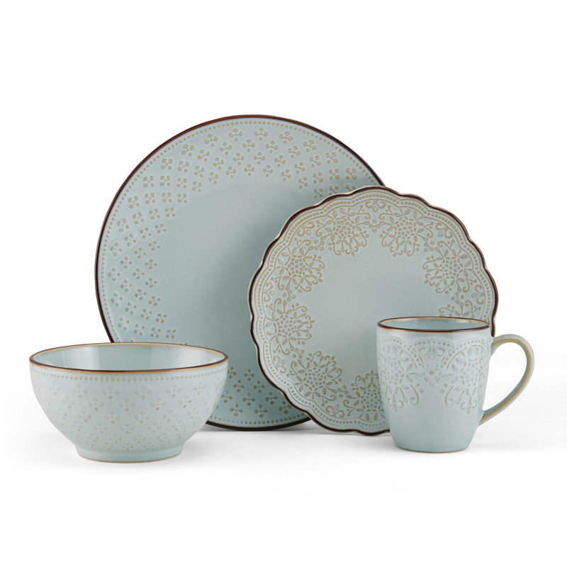 Joanne Blue and White Ceramic 16-Piece Dinnerware Set