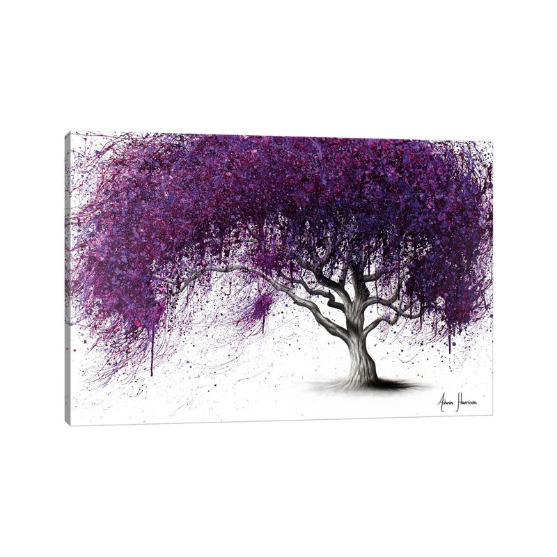 Violet Shadows by Ashvin Harrison - Painting on Canvas, Wrapped Canvas, 20.32 cm H x 30.48 cm W
