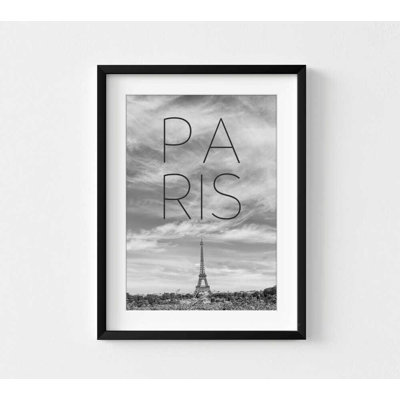 Paris Skyline Art Print, Eiffel Tower Black & White