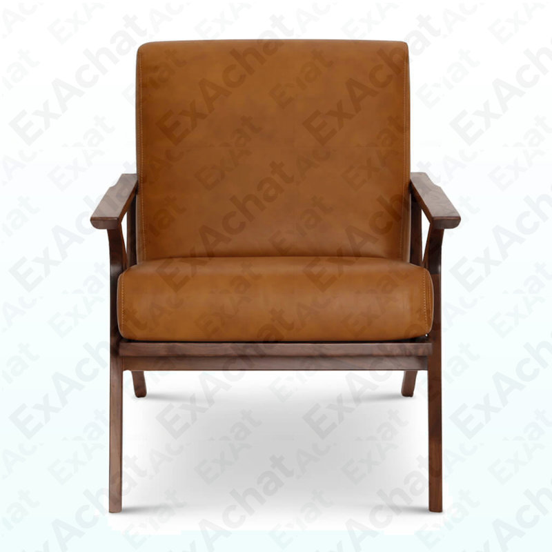Chaise d'appoint Mid-Century moderne en cuir brun