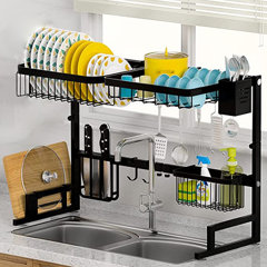 Home Basics Over The Sink Stainless Steel Finish Kitchen Station Dish Rack  Paper Towel Dispenser Organizer 36.5 x 9 x 11.8 inches