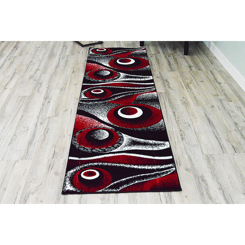 Mccampbell Abstract Area Rug, Runner 2'2" x 7'4", Black/White