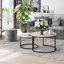 Cotten 2 Pcs Stacking Coffee Table Set Steel Frame, Marble Dark Grey-628454779