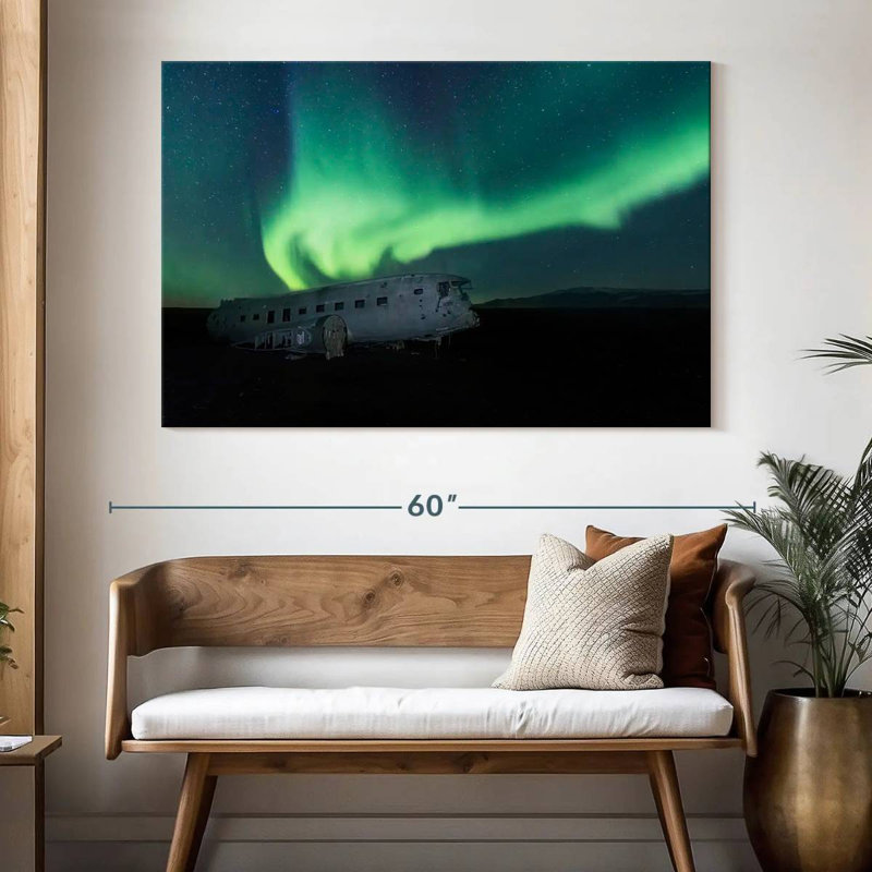 Alvord Aurora Over Airplane, 34" H x 51" W