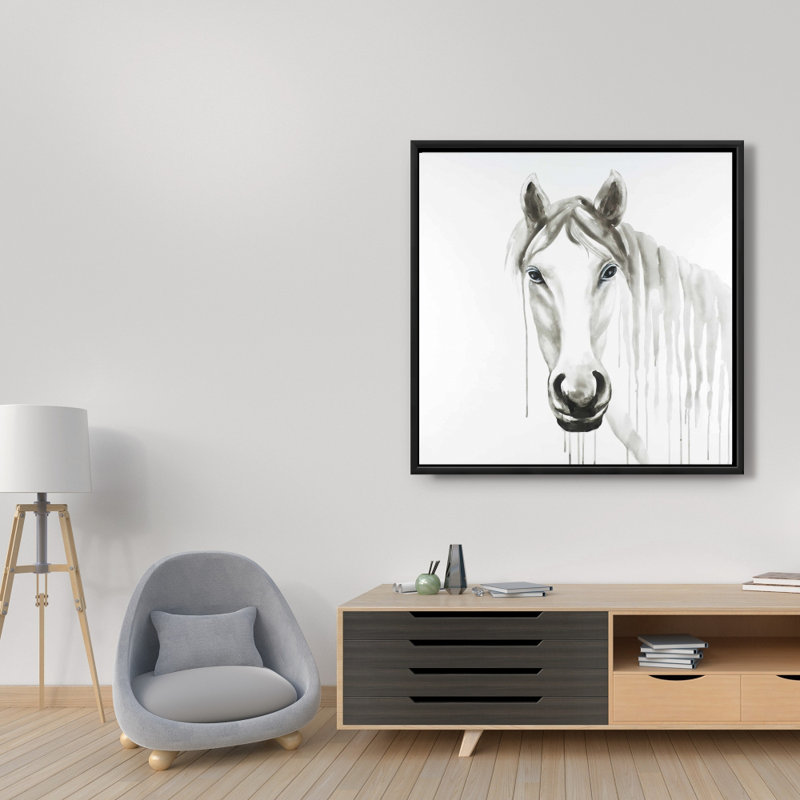 "Cheval blanc solitaire" sur toile