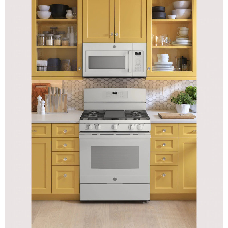 GE® 30" Free-Standing Gas Convection Range with No Preheat Air Fry, White