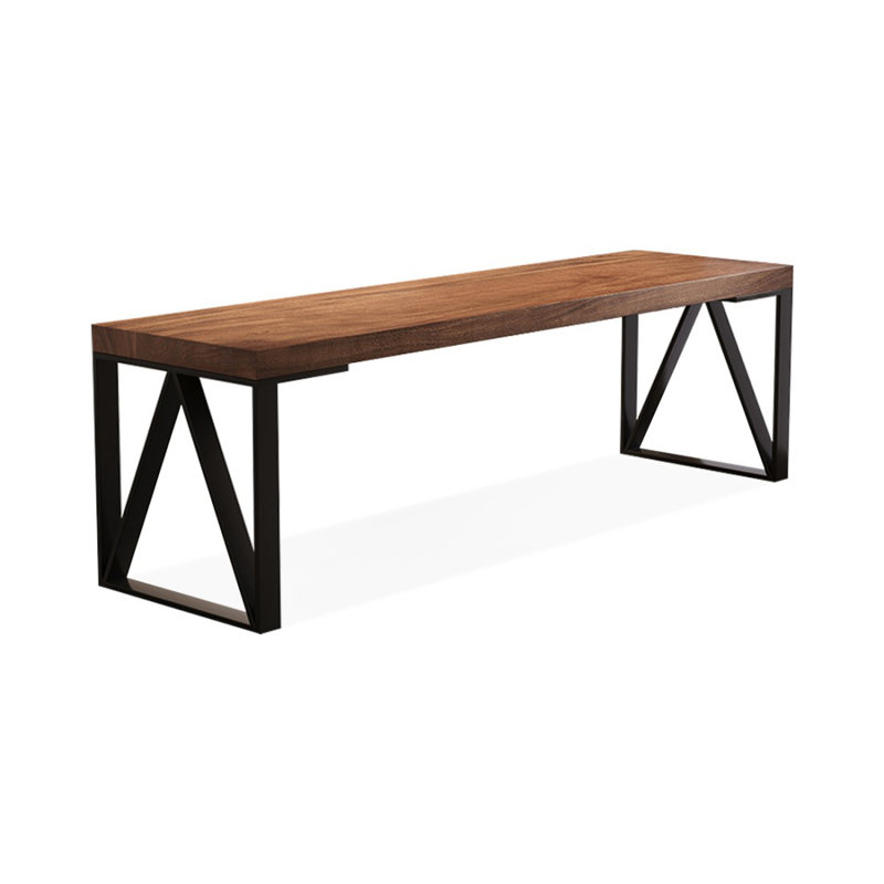 Bureau rectangulaire brun et noir en bois massif et fer, H 29,53 po x l 86,61 po x P 23,62 po