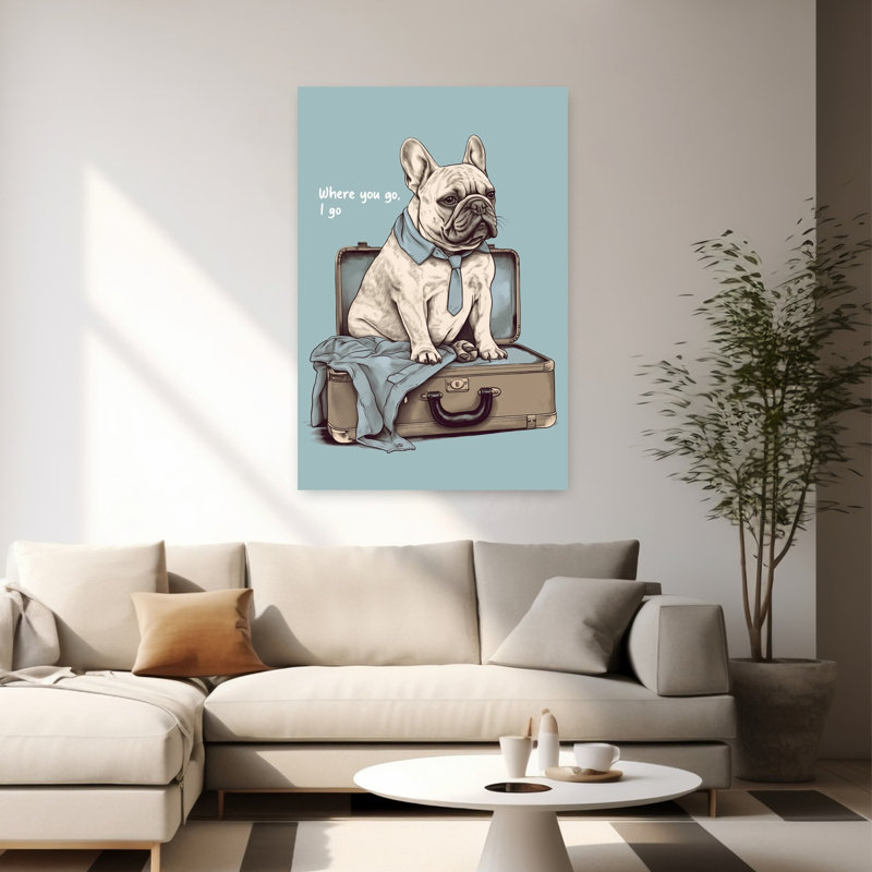 Art contemporain, art de chien bouledogue contemporain, H 60 po x l 40 po