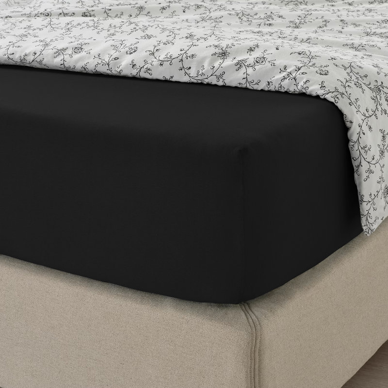 Cotton Blend Percale Fitted Sheet, Single (3'), Black 