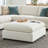 Caylie Ivory Fabric Ottoman