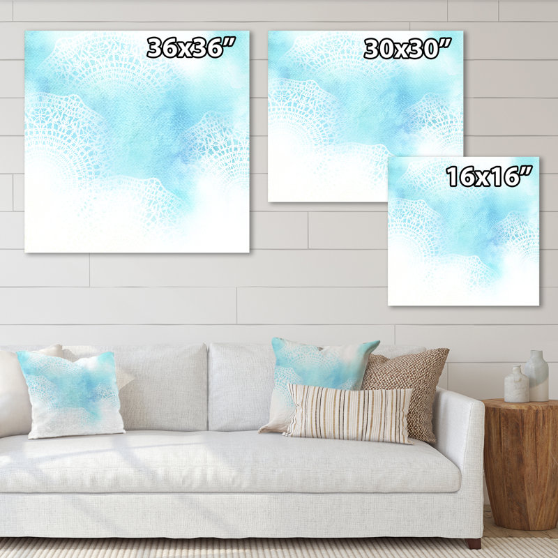 «White Lace On Light Blue», reproduction d'art moderne sur toile, H 30 po x l 30 po, Toile tendue