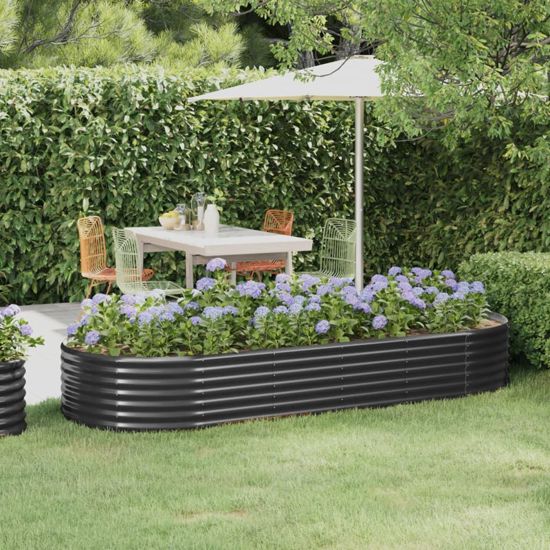 Garden Raised Bed Powder-coated Steel, anthracite, 36cm H x 249cm W x 100cm D