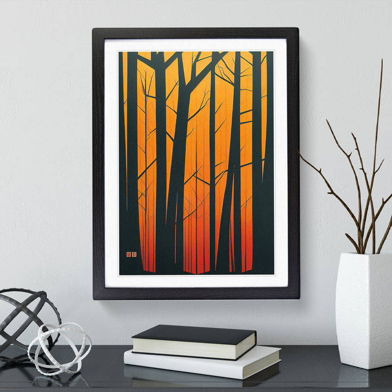 Contemporary Forest No.2 Abstract - Single Picture Frame Print, 64cm H x 46cm W x 2cm D, Black Framed