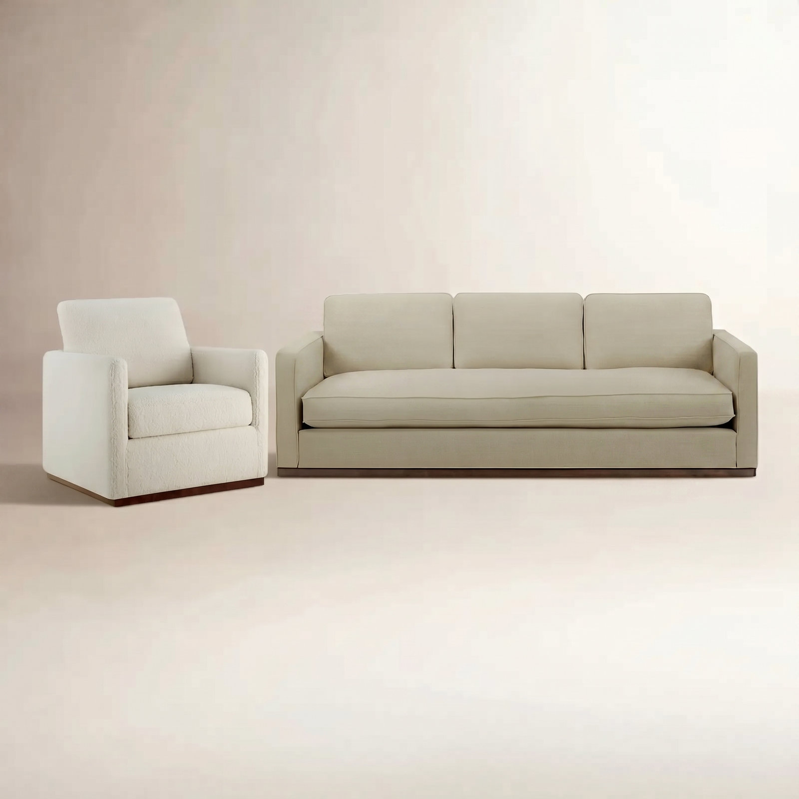 Bobbi 2-Piece Linen Living Room Set, Aries Cream/Effie Flax