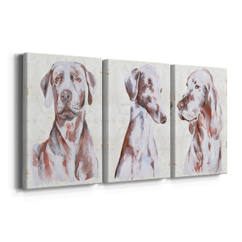 Chien assis I - toile tendue sur mesure - 3 pièces, H 60 po x l 120 po