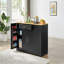 Prow Kitchen Island with Drawer, Adjustable Shelves & Trash Can-1415505535