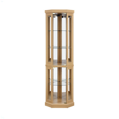 Lighted Corner Curio Cabinet - Display Case For Living Room, Antique Collectibles, Wine & Bar Glass Storage - Elegant Corner Design With Lights Includ by Red Barrel Studio