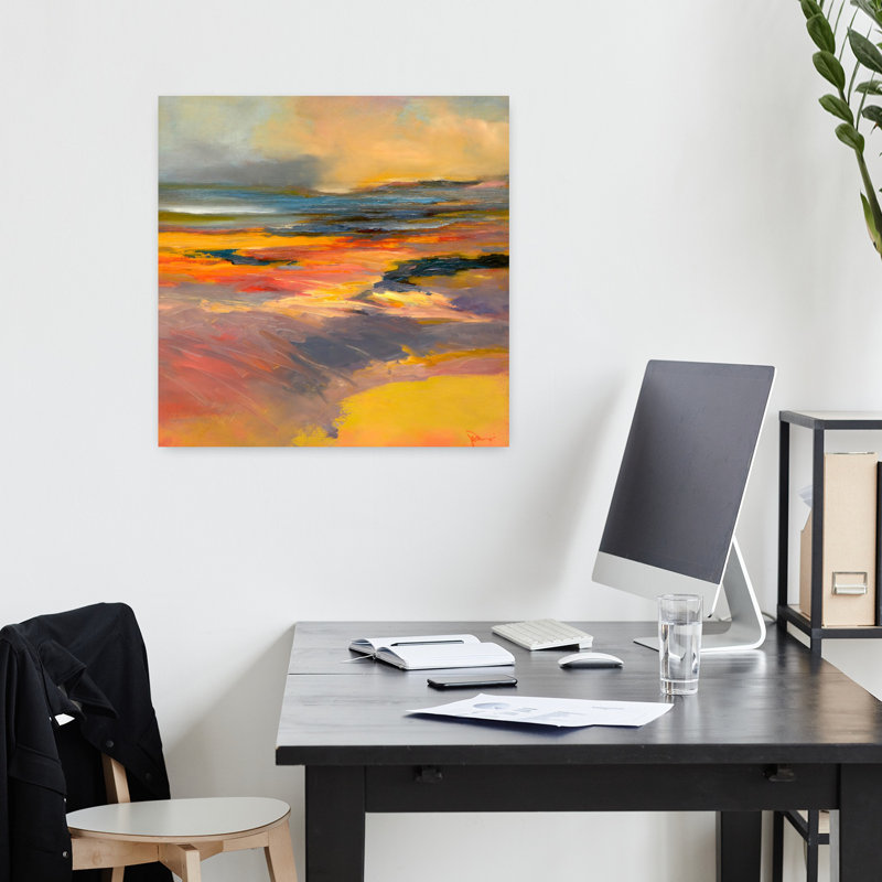 Blazing contemporain abstrait paysage art naturel, H 18 po x l 18 po