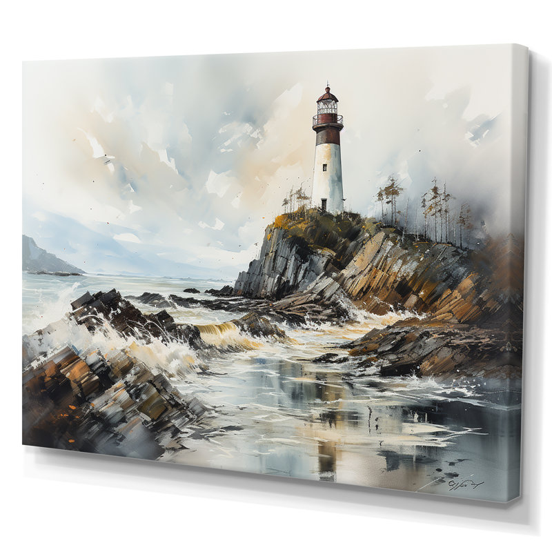 «Coastal Light House Scenery Minim 8E23Fffd», reproduction sur toile, Toile tendue, H 30 po x l 40 po x P 1,5 po